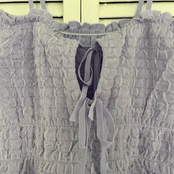 Zara Square Neck Elasticated Band Smocked Cami Knit Top Purple Womens Small - Picture 3 of 3